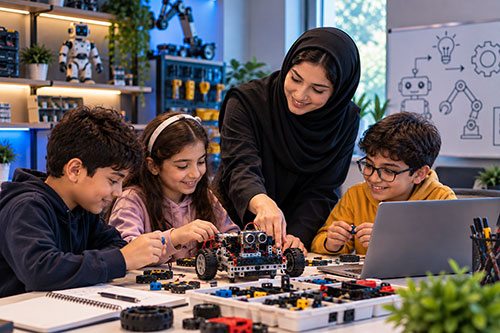 مربی رباتیک میسان در کلاس آموزش رباتیک کودکان
